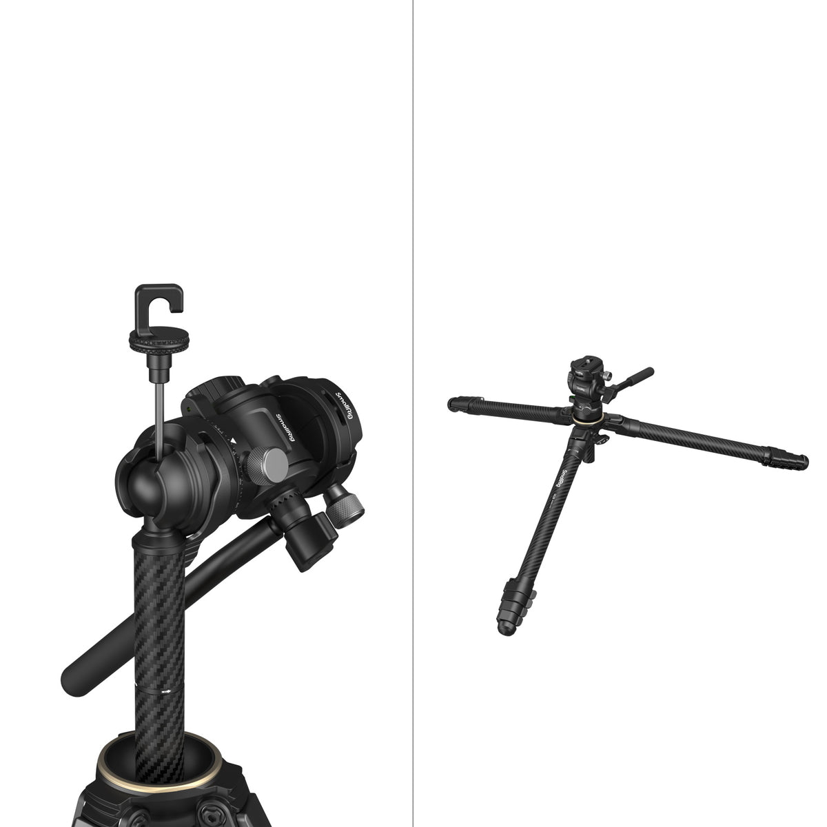 SmallRig 5028 Stativ – Karbonfaser/Aluminium, Kugelkopf, 158 cm ausgefahren, 10 kg Traglast – Schwarz