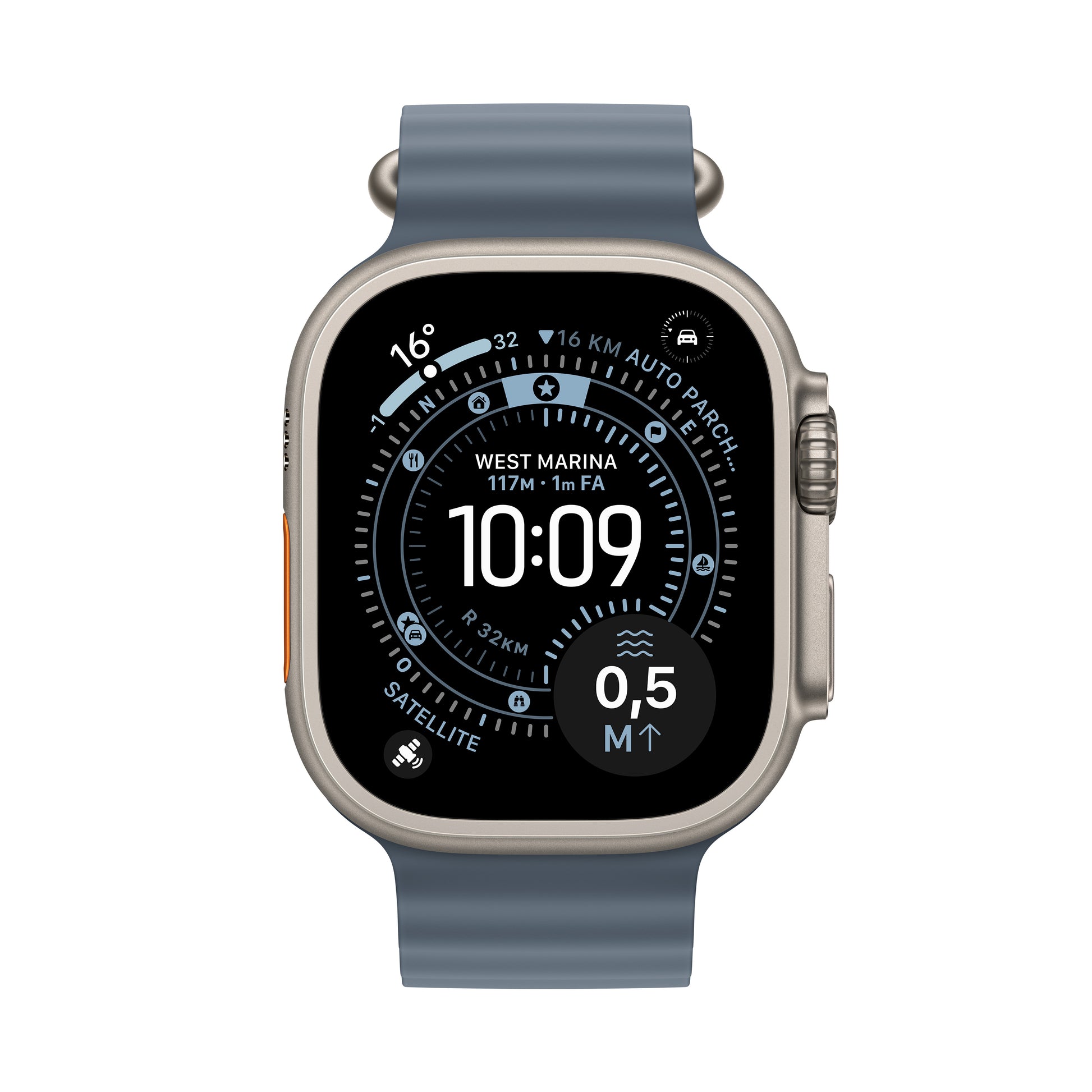 Apple Watch Ultra 3 49 mm GPS + Cellular – Titan, Ocean Band, Blau, 100 m, für iPhone