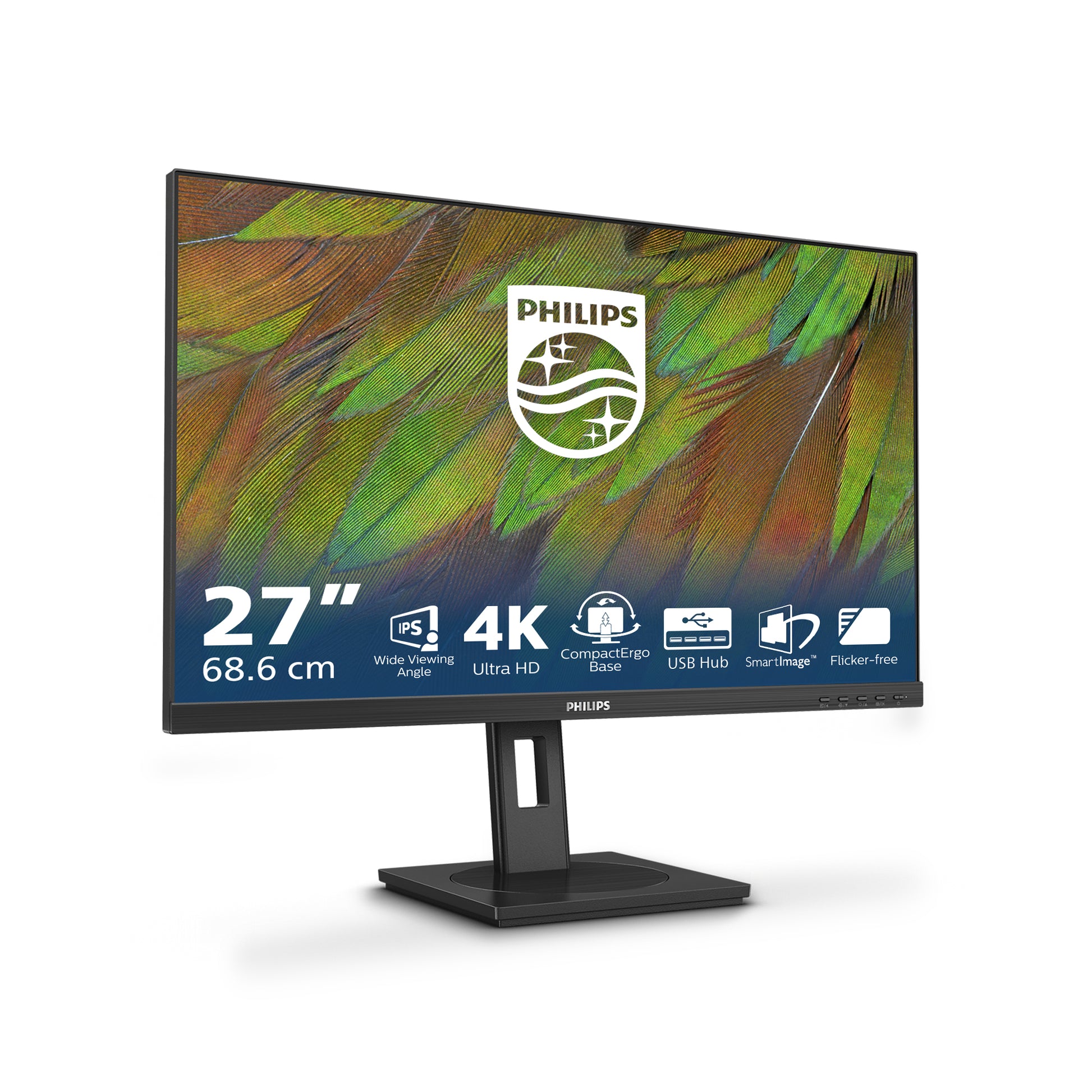 Philips 27B1N3800/00 – Monitor, 27", IPS, 60 Hz, 350 cd/m², USB-Hub, VESA 100 × 100, Schwarz