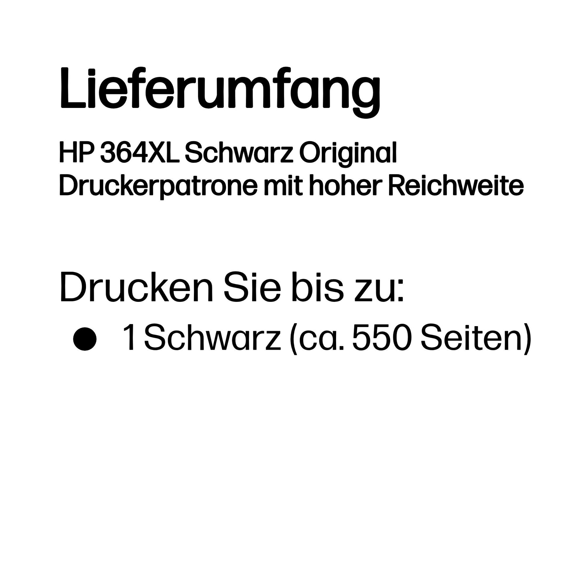 HP 364XL Schwarz Tintenpatrone (Original) – 550 Seiten – für HP DeskJet 3522/3524, Photosmart 5522/5524, B210c