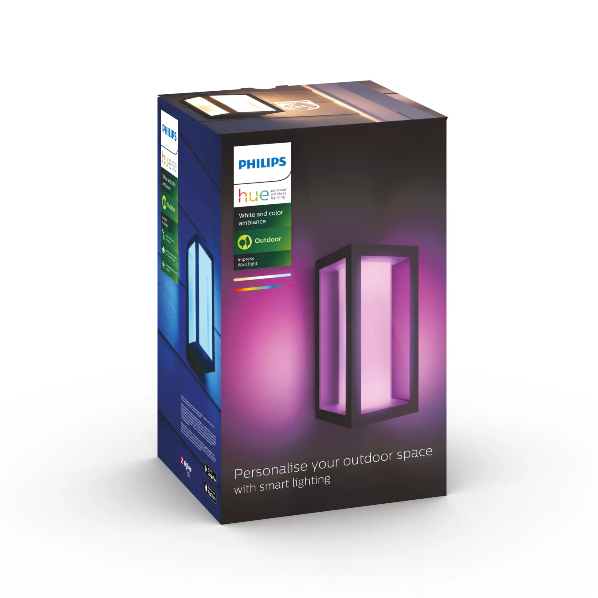 Philips by Signify Philips Hue Aussenwandleuchte – 1 200 lm, 16 W – Warmweiss, 2000–6500 K – IP44 – ZigBee – für Philips Hue