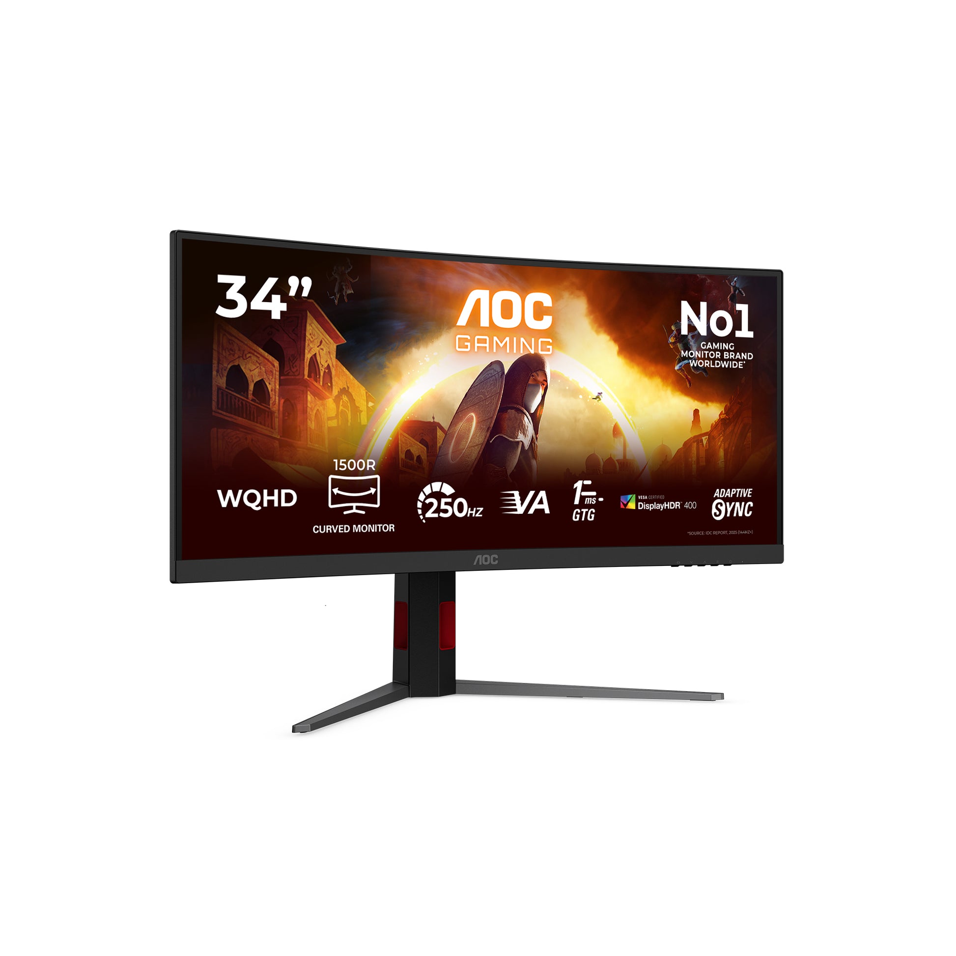 AOC CU34G4ZCA – 34" Gebogener 1500R, 3440 × 1440 (UWQHD), VA, 250 Hz, USB-C 90 W, DisplayHDR 400