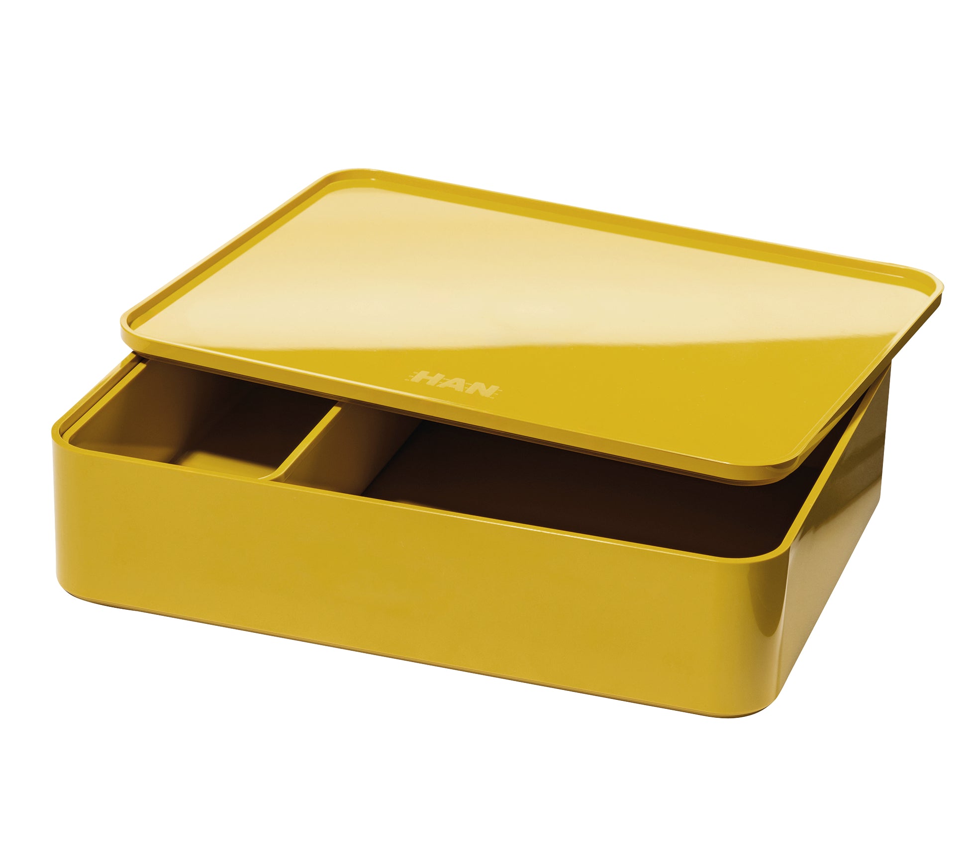 HAN Smart Organizer Allison 1110-45 Utensilienbox – 0,6 l, mit Deckel, Gelb, ABS, B 260 × H 68 × T 195 mm
