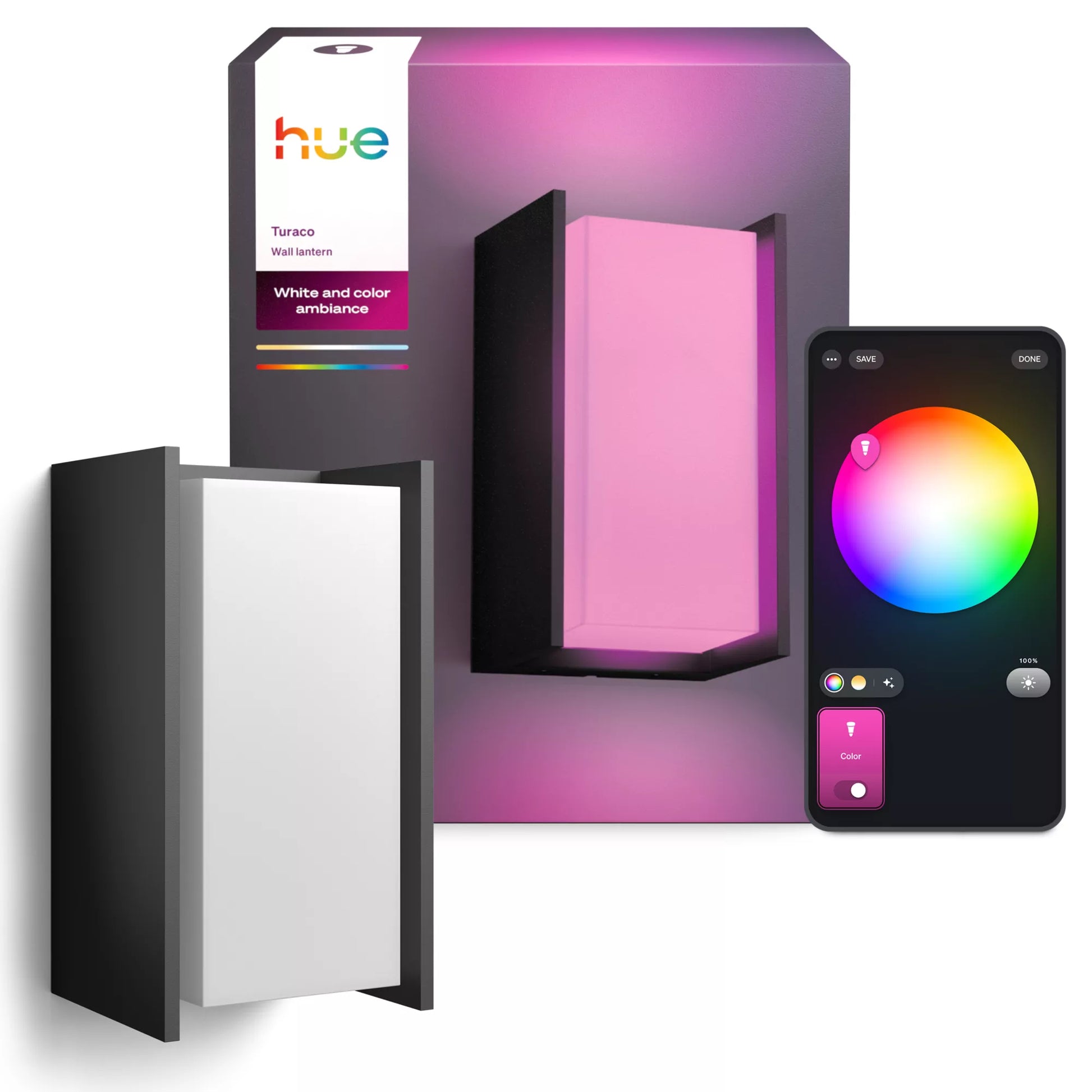 Philips by Signify Philips Hue Aussenwandleuchte – für Alexa, Google, HomeKit (u. a.), dimmbar, Anthrazit, Aluminium