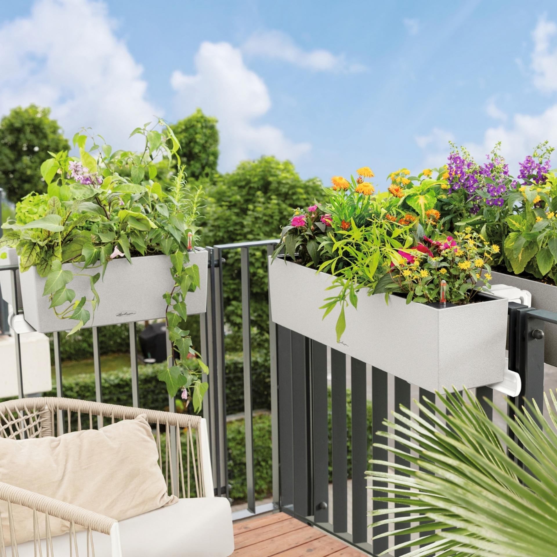 LECHUZA BALCONERA Stone 40 Pflanzgefäss – 6 l, 40 × 19 × 19 cm – Kunststoff, beige
