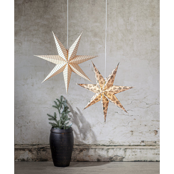 Star Trading Deckenleuchte Papierstern Cotton – 60 × 16 × 60 cm, 25 W, Warmweiss, Beige/Rot, exkl. E14