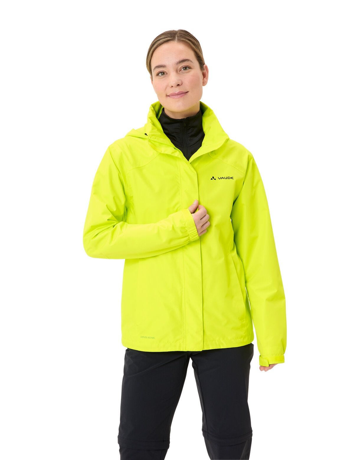 VAUDE Regenjacke – Grösse 36 – Gelb/Grün, Polyester, Wasserdicht, mit Kapuze