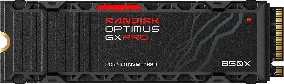 SanDisk Optimus GX PRO 850X 1 TB – M.2 NVMe SSD 2280, PCIe 4.0, 7300 MB/s lesen, 6300 MB/s schreiben, mit Kühlkörper
