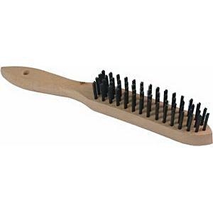 Scheuerbürste Grill – Stahl-/Messingdraht, Holz/Metall, 28,5×3,5×4 cm, Braun