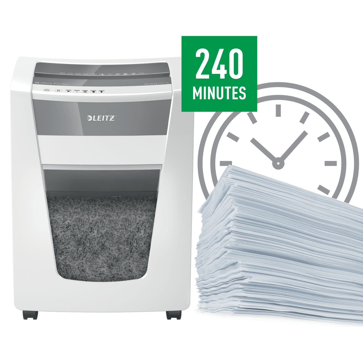 Leitz IQ Office Pro – Aktenvernichter, DIN P-6, Super-Mikroschnitt 2 × 5 mm, 5 Blatt, 30 l, A4