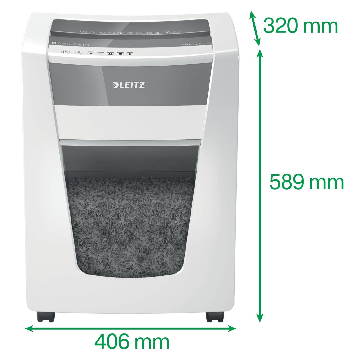 Leitz IQ Office Pro – Aktenvernichter, DIN P-5, Mikroschnitt 2 × 15 mm, 15 Blatt, 30 l, A4
