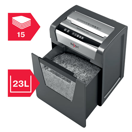 Rexel Momentum X415 – Aktenvernichter, DIN P-4, Partikelschnitt 4 × 40 mm, 15 Blatt, 23 l, A4