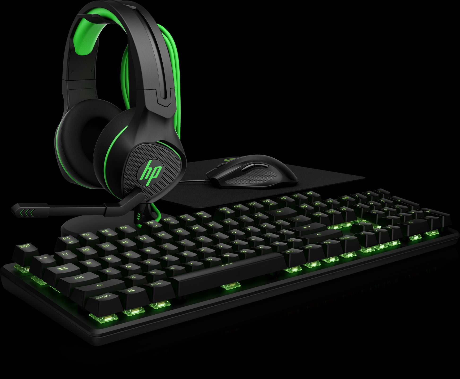 HP Pavilion Gaming 400 Gaming-Headset – Over-Ear, Stereo, Kabelgebunden, 3,5 mm Klinke, Schwarz/Grün