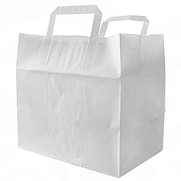 Papierbeutel – Weiss, Kraftpapier, 26 × 24,5 × 17,5 cm, 250 Stück