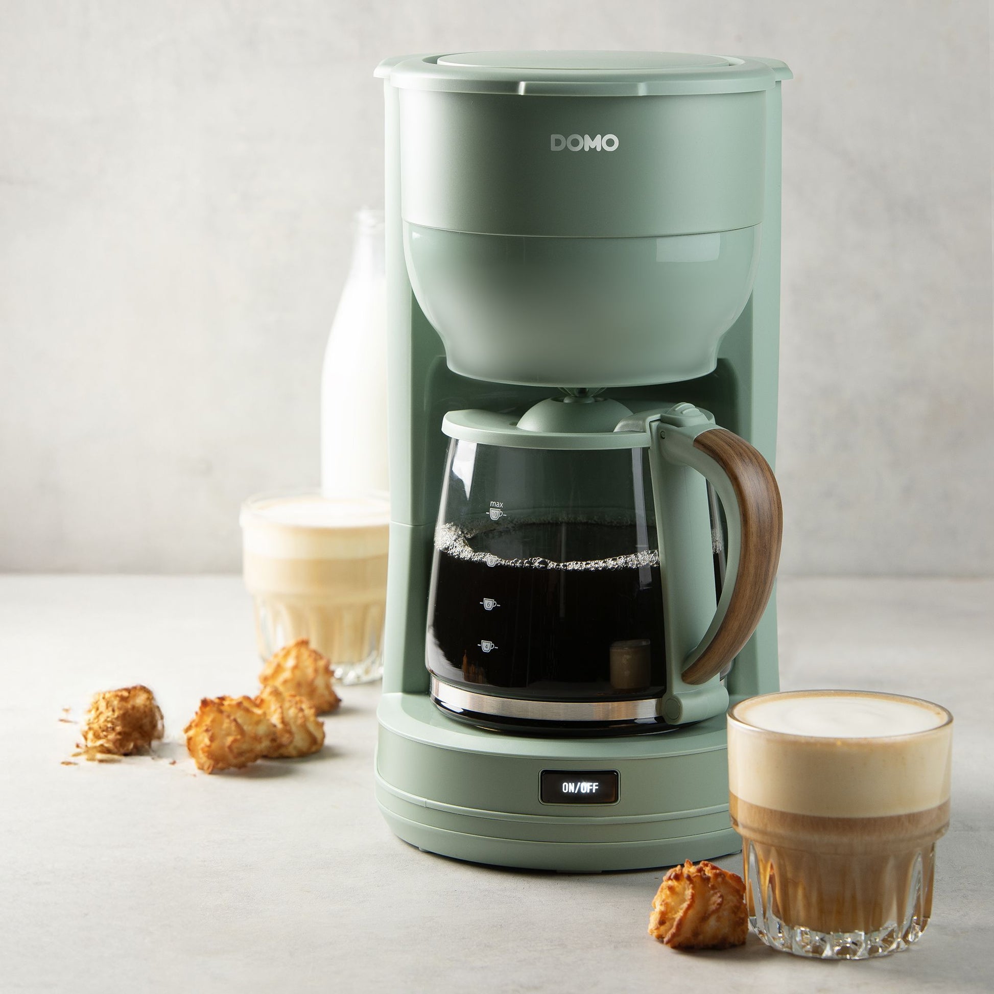 Domo DO755K Filterkaffeemaschine – 10 Tassen, 1,3 l, Karaffe, Grün