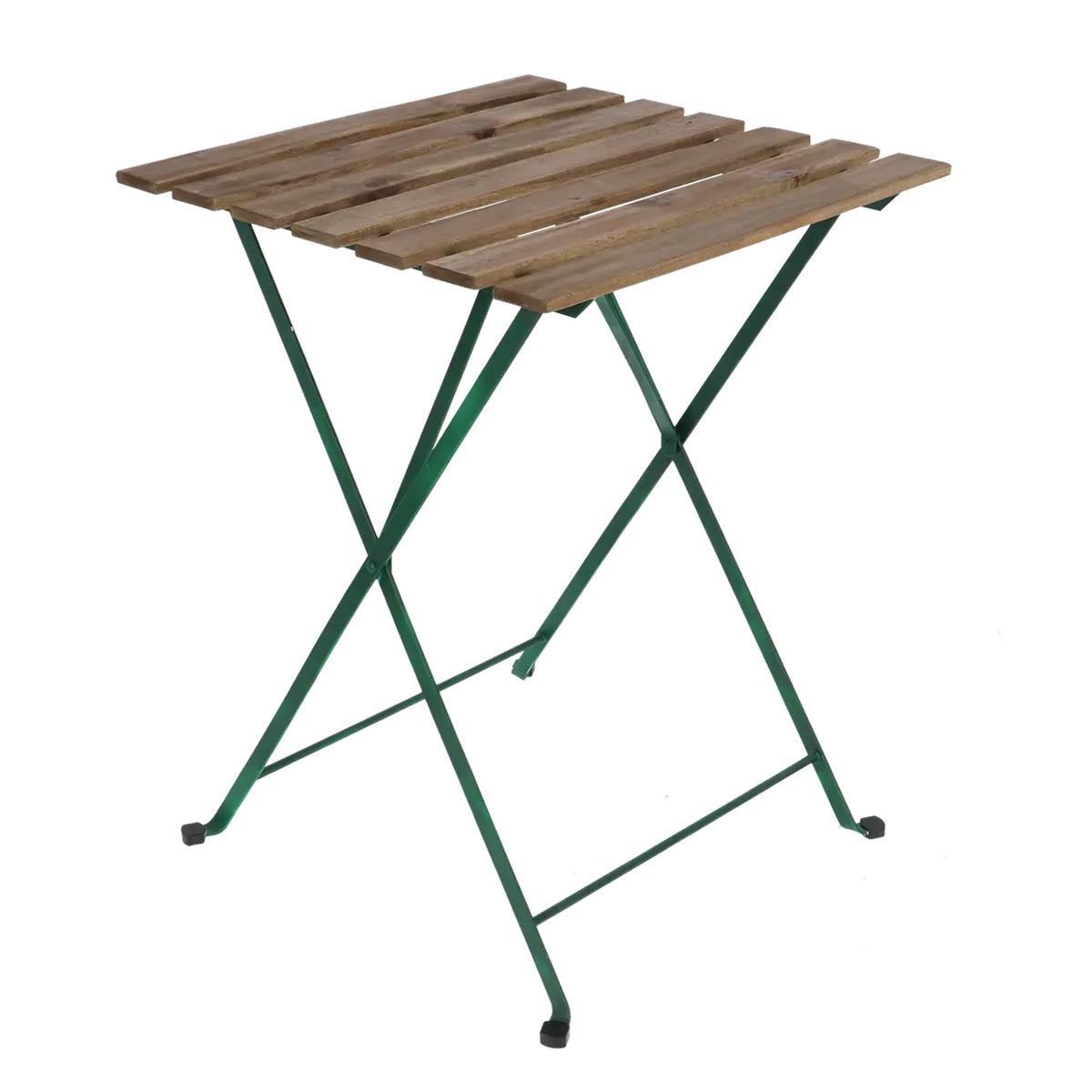 Esschert Design Bistro-Set – Grün – Metall, Holz – Tisch 60 × 60 × 71,5 cm – klappbarer Tisch