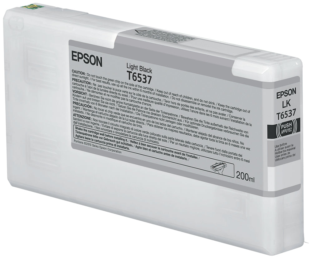 Epson Tintenpatrone T6537, Hellschwarz, 200 ml – für Epson