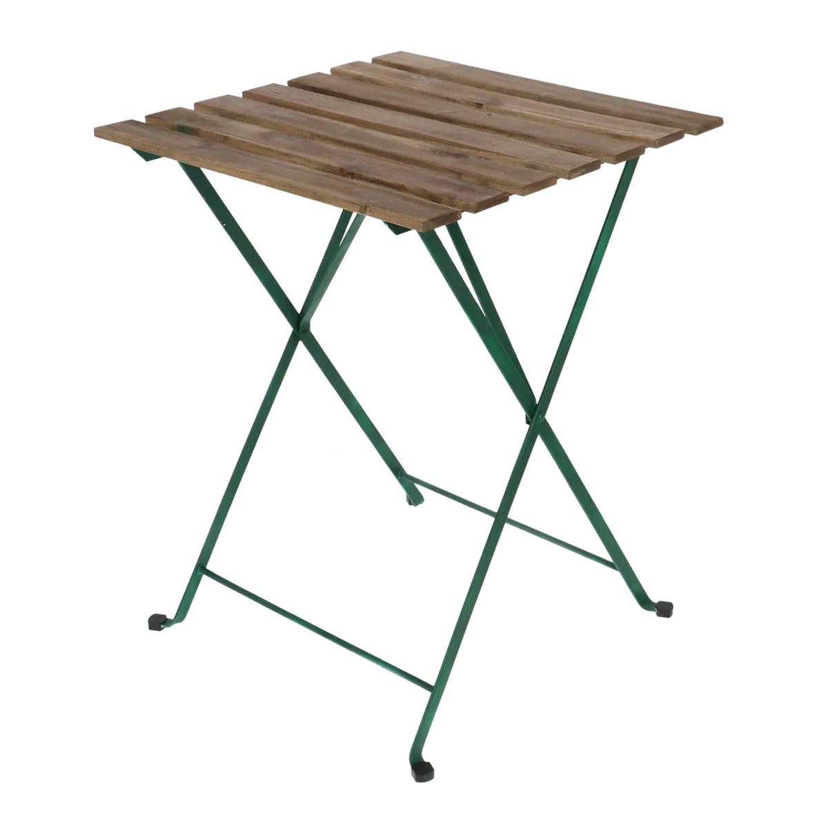 Esschert Design Bistro-Set – Grün – Metall, Holz – Tisch 60 × 60 × 71,5 cm – klappbarer Tisch