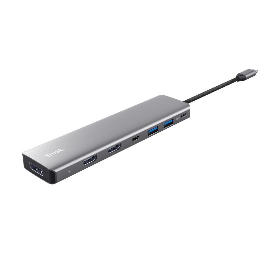 Trust USB-C Multiport-Adapter – 3× HDMI + 2× USB-A + 2× USB-C, USB 3.2 Gen 1, für Windows/Mac/ChromeOS