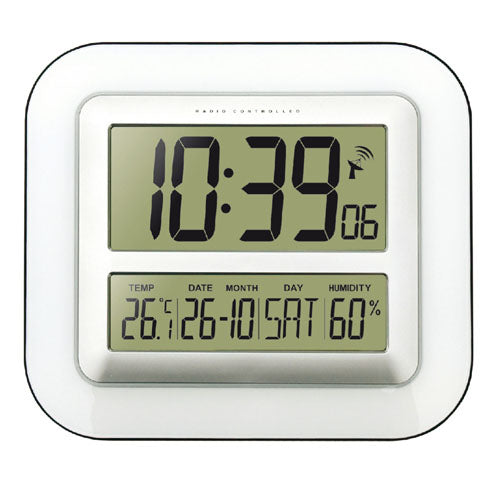 Technoline WS8006 Digitalwecker – Funk, Thermometer & Hygrometer, 26,6 × 18,0 × 3,0 cm, Schwarz, Kunststoff