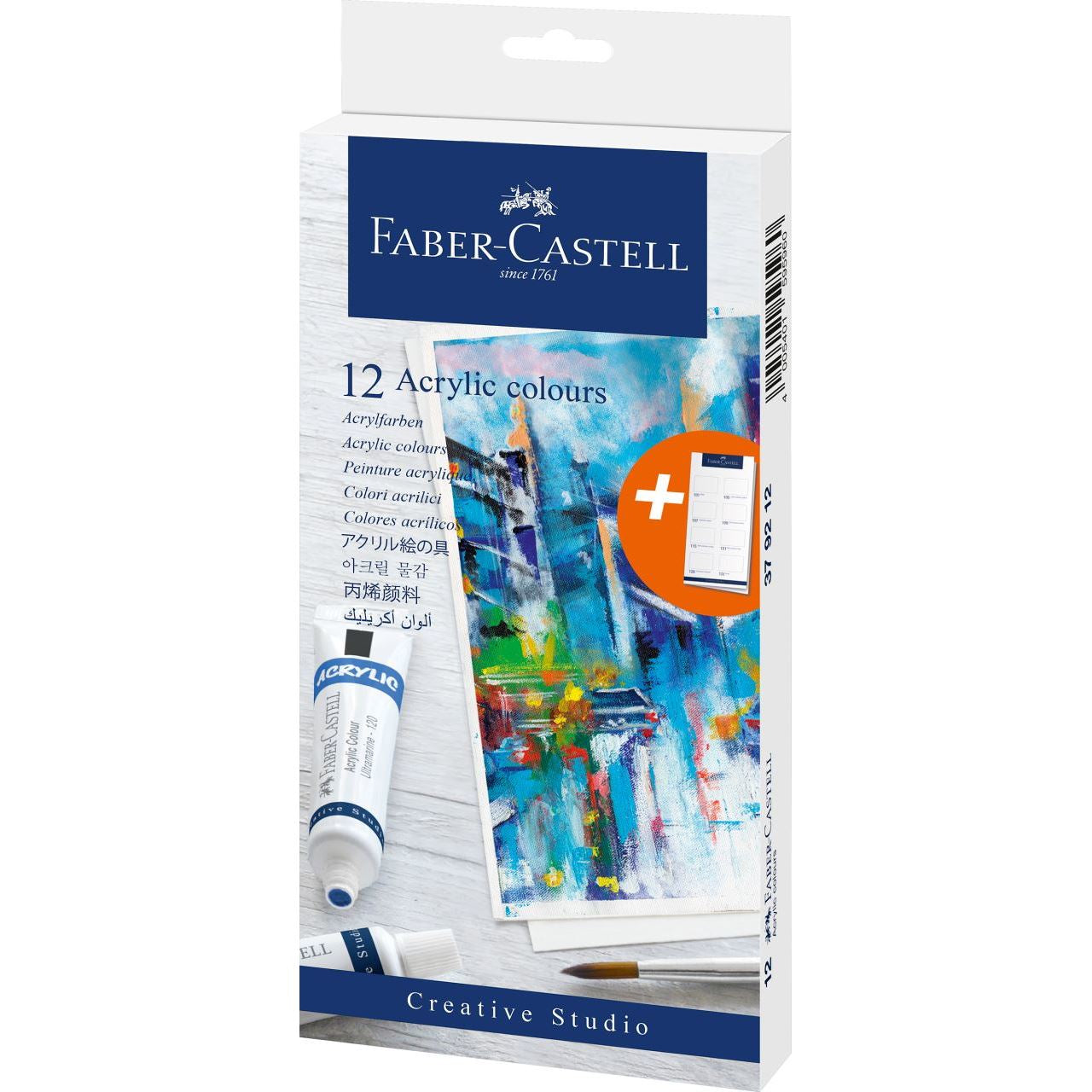 Faber-Castell Acrylfarbe – 12 Farben (Mehrfarbig), verwischbar – 12×20 ml (240 ml)