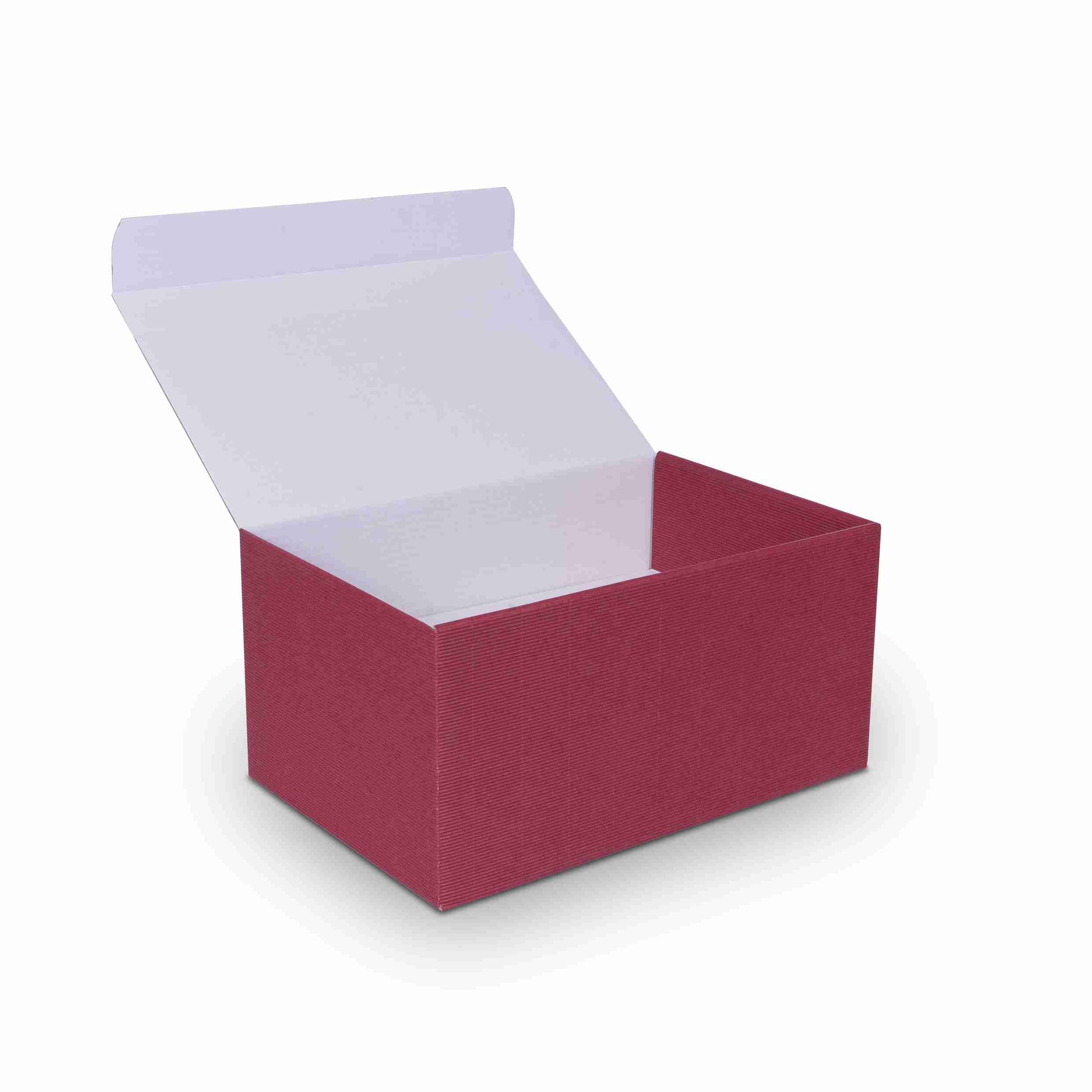 Model Weinpräsentkarton bordeaux – Innenmass 225 × 380 × 190 mm – für 6 × 0,75 l Flaschen – 1 Stk., ab 100 Stk.