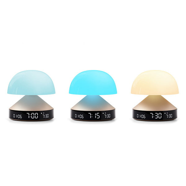 LEXON Lichtwecker Mina Sunrise – digital – 11 × 11 cm, gold, Aluminium, USB, 5 Wecktöne