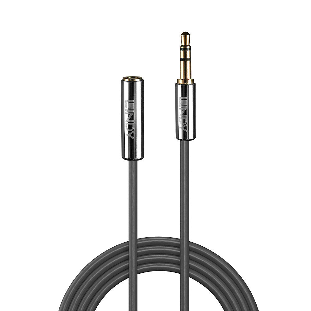 Lindy Audio-Verlängerungskabel 3,5 mm Klinke (Stecker auf Buchse) – 5 m, 3-polig (TRS), Anthrazit