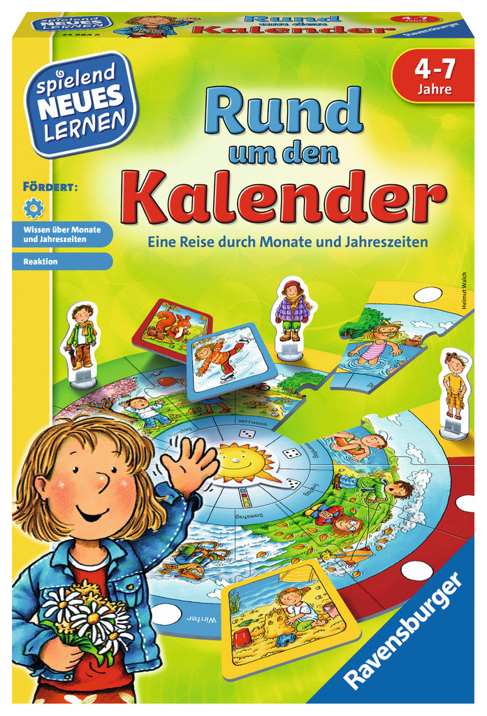 Ravensburger Lernspiel – Rund um den Kalender, Familienspiel, 2–4 Spieler, ab 4 Jahren, Deutsch