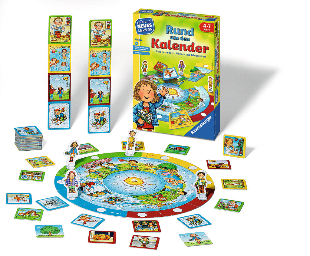 Ravensburger Lernspiel – Rund um den Kalender, Familienspiel, 2–4 Spieler, ab 4 Jahren, Deutsch