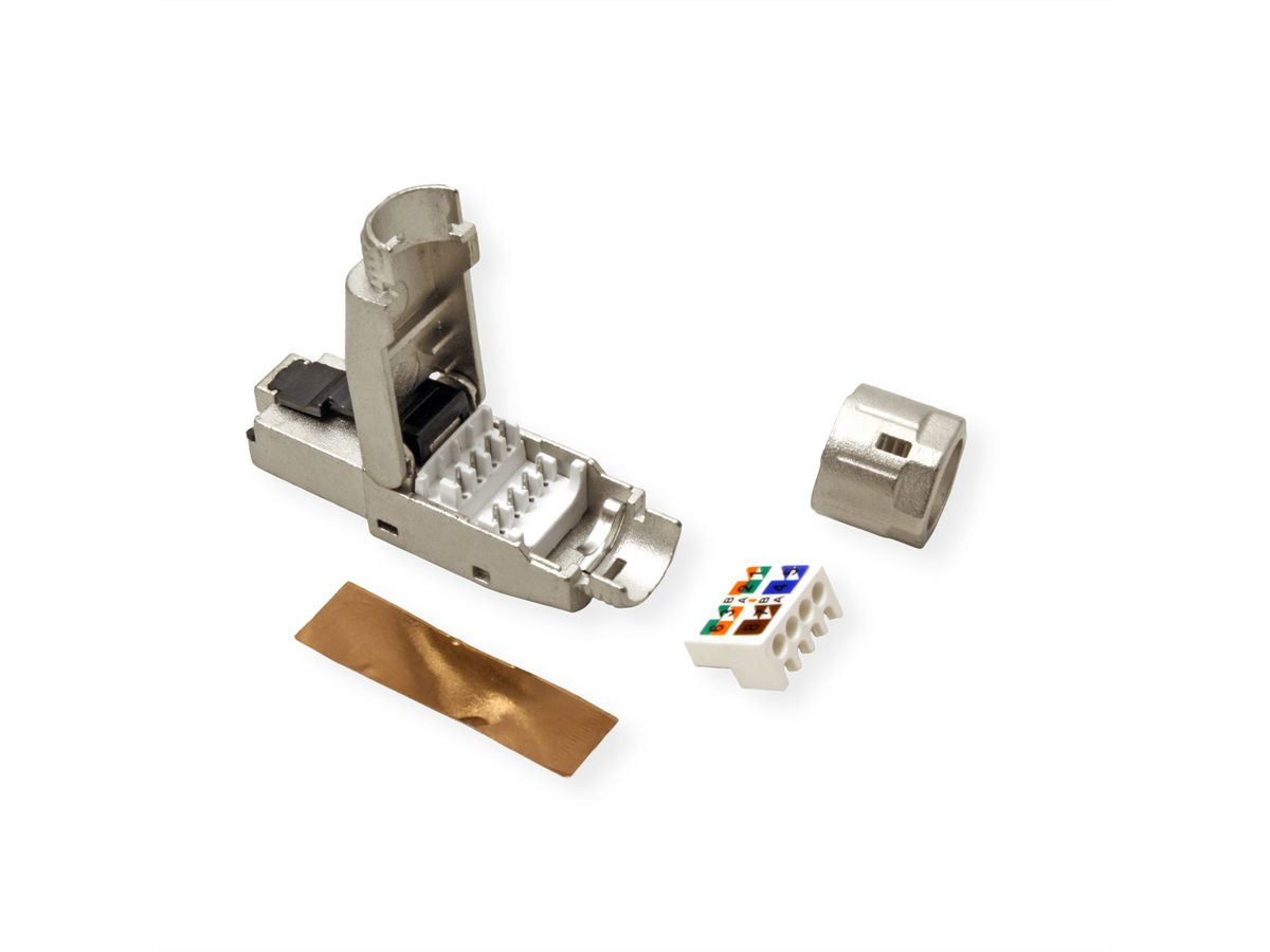 VALUE RJ-45-Stecker – Cat8.1 (Klasse I), feldkonfektionierbar, geschirmt, silber, für AWG 22–26, 5,0–8,5 mm