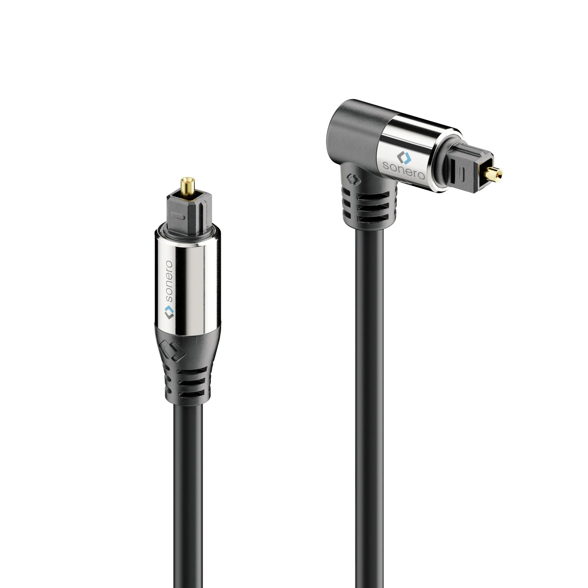 Sonero Toslink-Kabel (optisch) – Toslink Stecker–90° Stecker – 3 m, vergoldete Stecker
