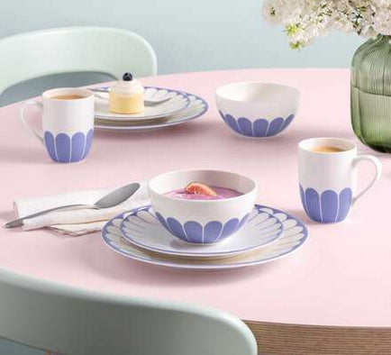 Villeroy & Boch Fleur bleu Kaffeebecher – 0,29 l, Porzellan, Blau, Henkel, 6 Stück
