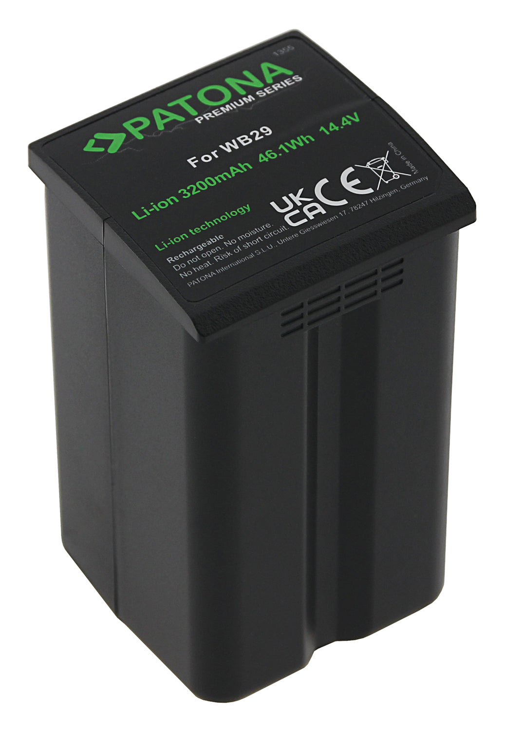 PATONA Premium Akku – Li-Ion Akku 3200 mAh (46 Wh), 14,4 V – für Godox AD200, AD200 Pro, WB29 – Schwarz
