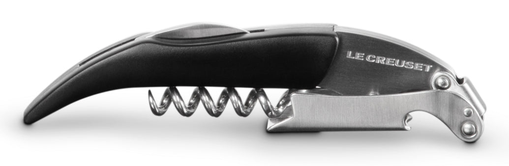 Le Creuset Kellnermesser WT-100 – 12,8 × 3,6 × 1,5 cm, Edelstahl, Schwarz, Grau, Folienschneider