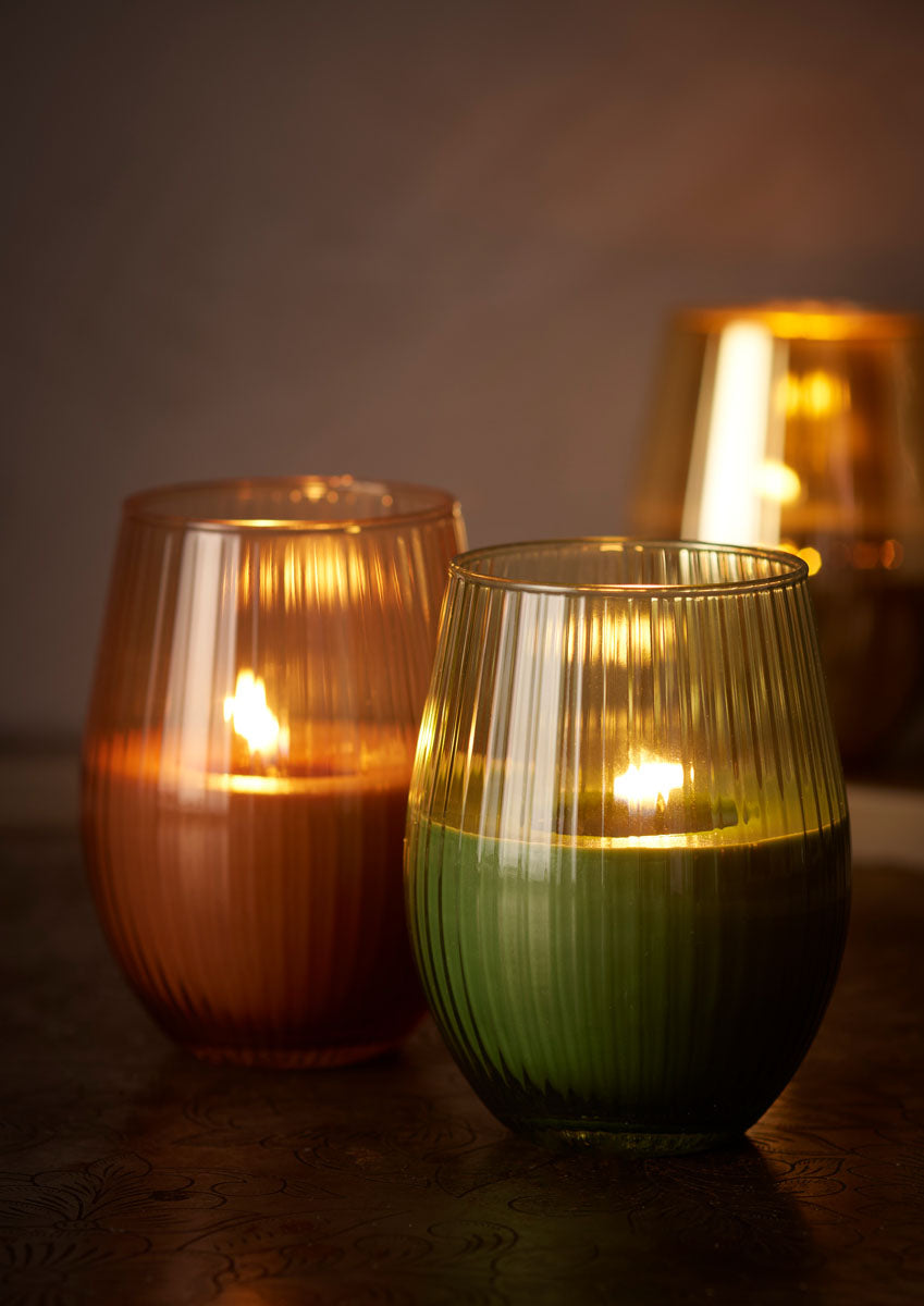 Duni Kerze im Glas – Ø 7,6 × 12,5 cm – Glas, Braun, 6-teilig