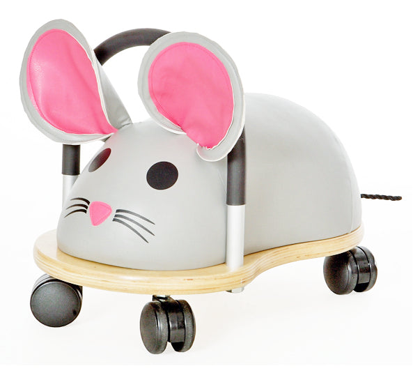 Wheely Bug Wheelybug Aufsitztier Maus – 23 × 21 × 40 cm – ab 1 Jahr – Polyurethan, Schaumstoff, Holz – grau/pink
