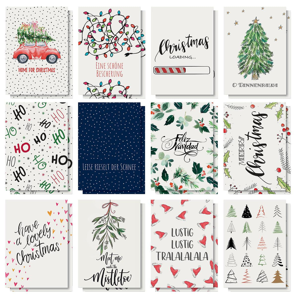 Sigel Grusskarte Weihnachten (Buntes Weihnachten) – A6 (105 × 148 mm), Text DE/EN, für Inkjet/Laser/Kopierer