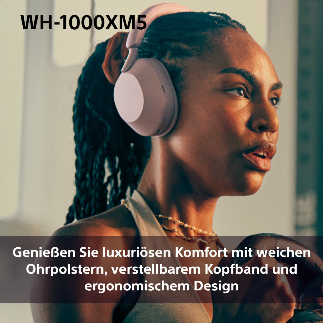 Sony WH-1000XM5 Over-Ear Kopfhörer – Stereo, Kabel + BT, ANC, Pink, BT 5.2