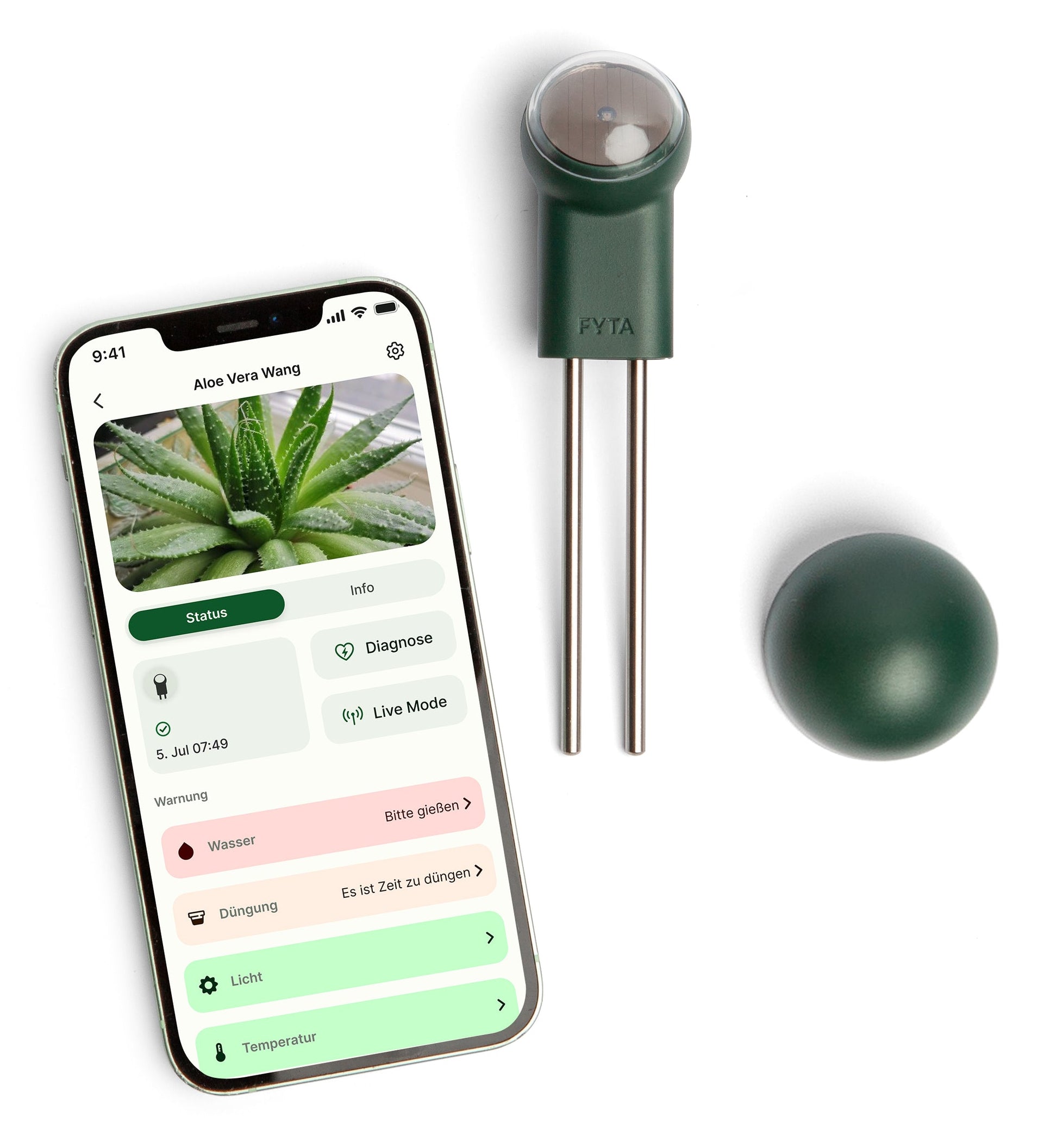 FYTA Beam Single – Sensor – Topfbewässerung, Akku/USB, Grün