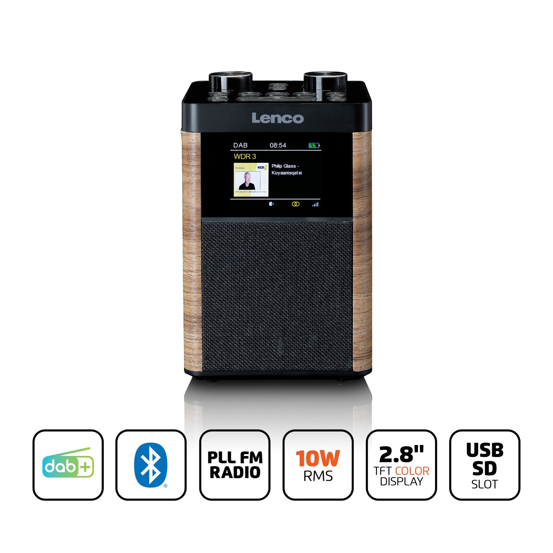 Lenco PDR-060WD – DAB-/Internetradio – Tischradio – DAB+, UKW, USB, Bluetooth – Schwarz