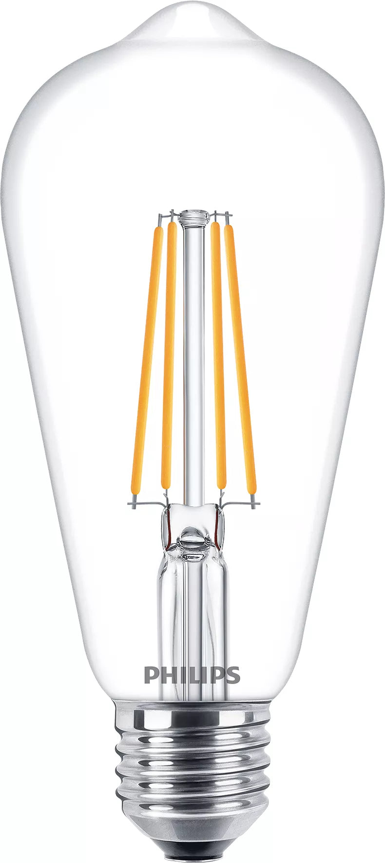 Philips by Signify Philips LED-Leuchtmittel E27 ST64 – Warmweiss 2700 K, 806 lm, 7 W – IP20 – 1 Stk. – Transparent, Glas