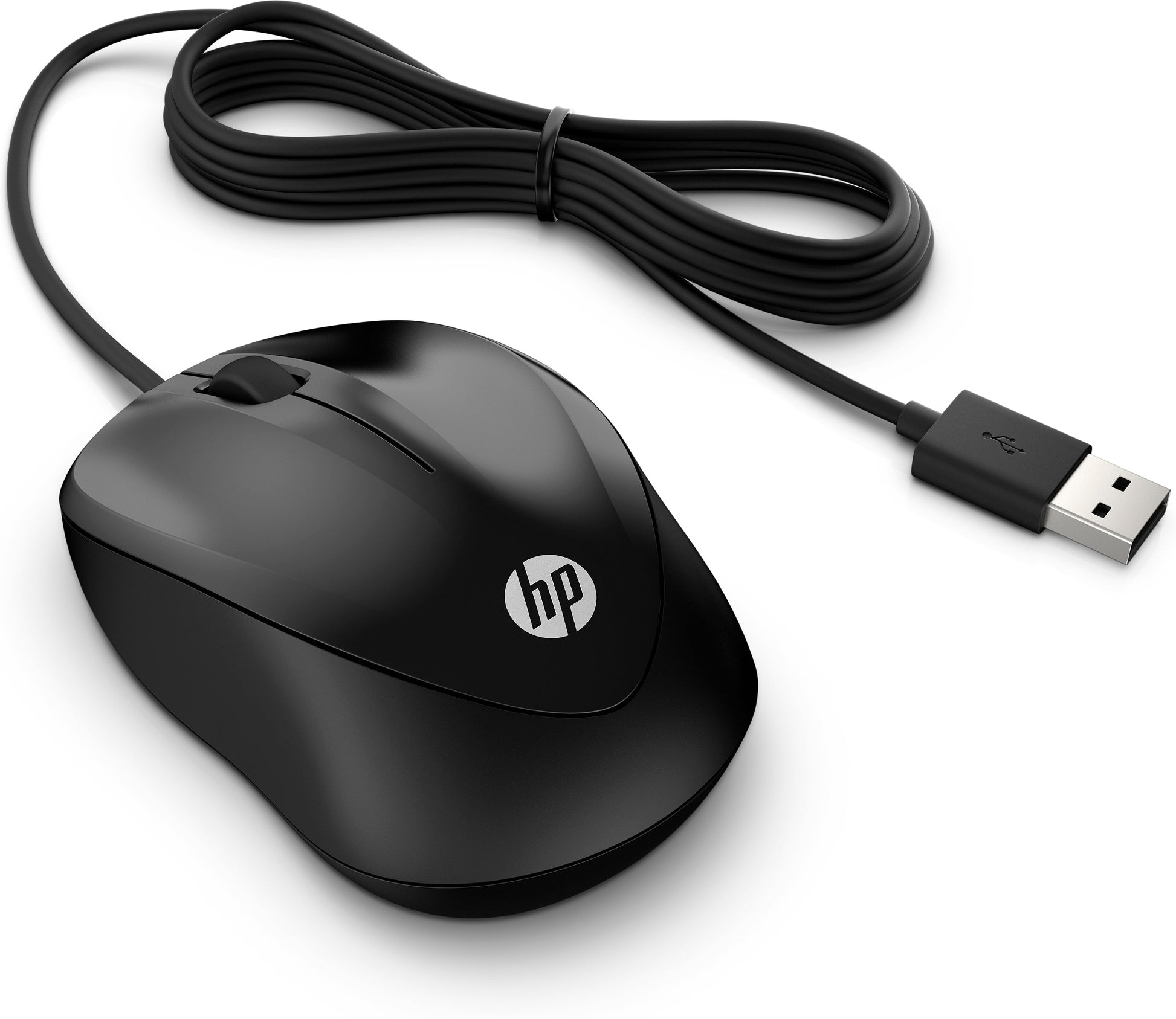 HP Wired Mouse 1000 – Maus – Kabelgebunden (USB‑A), 1200 DPI, beidhändig, Schwarz