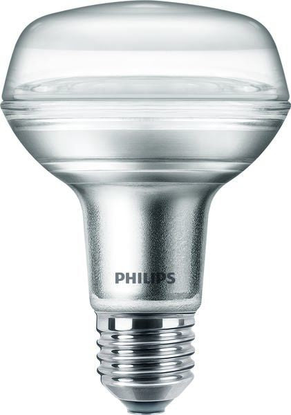 Philips LED-Reflektor E27, R80 – 735 lm, 8 W, Warmweiss 2700 K, 36° – CorePro