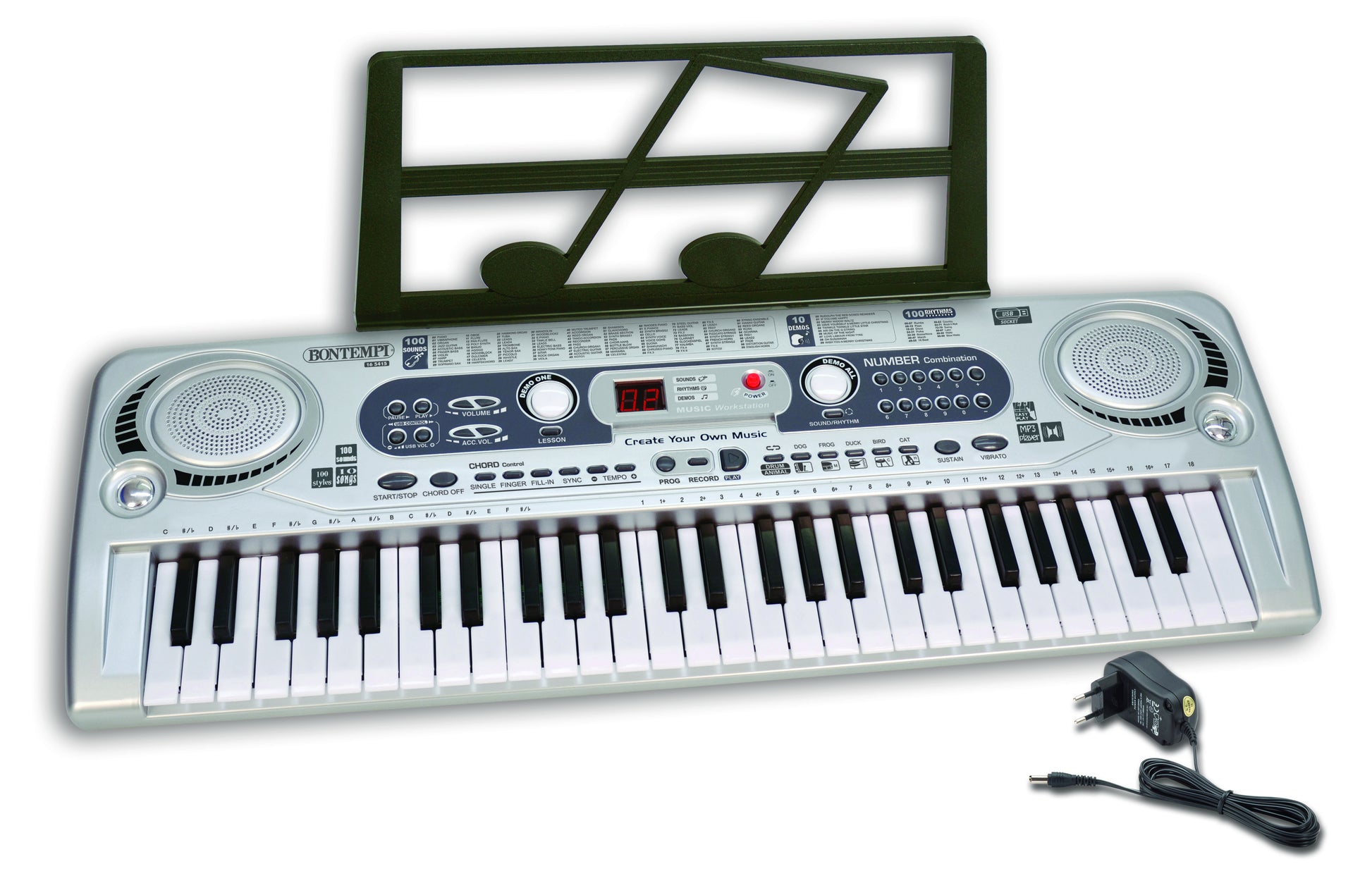 Bontempi Digitales Keyboard – 54 Tasten, 100 Melodien – ab 5 Jahren – Kunststoff, mehrfarbig – 6× AA