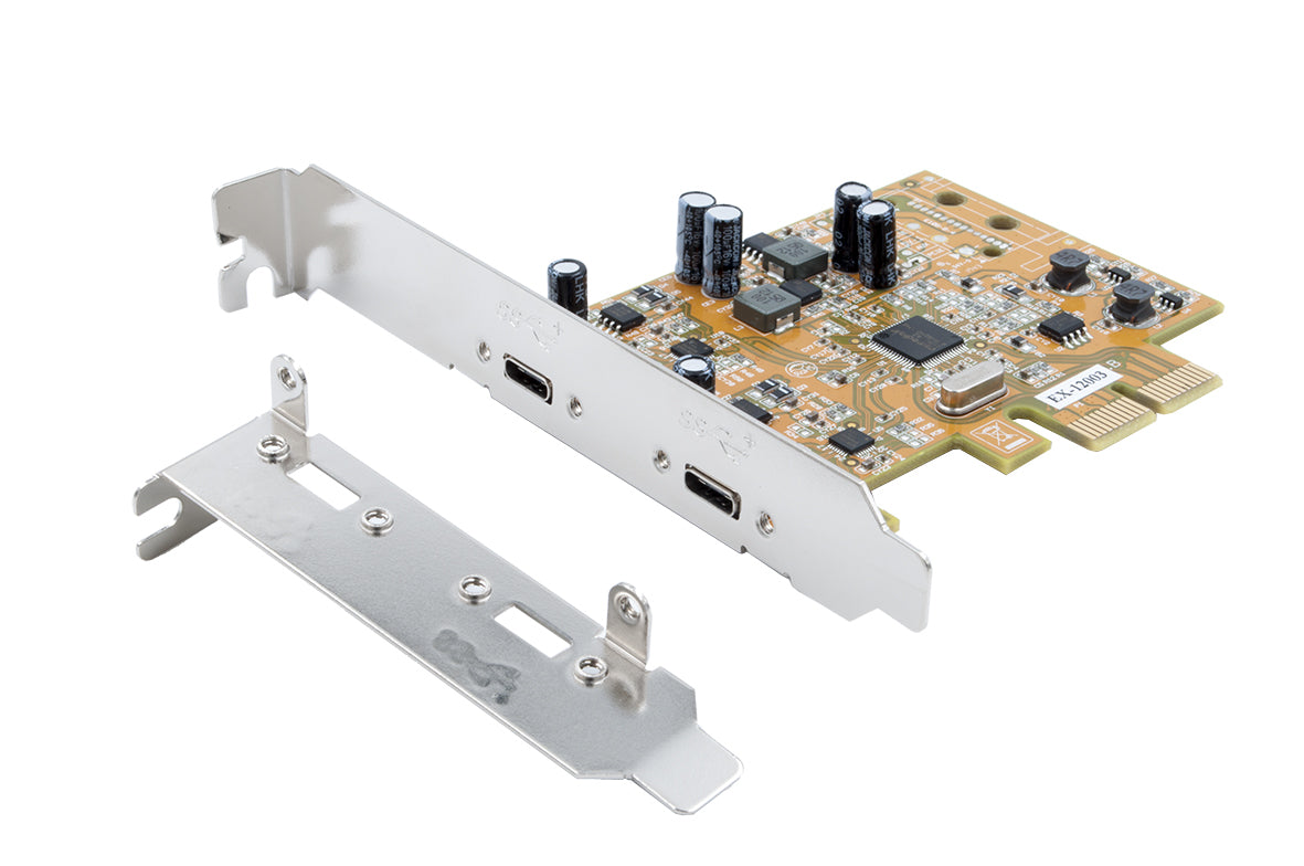 EXSYS EX-12003 PCIe USB-C Karte – 2× USB-C, USB 3.2 Gen 2 (10 Gbit/s), PCIe 3.0 – für Windows/Linux