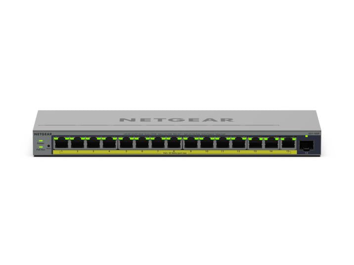 NETGEAR GS116EP – Managed L2/L3 Switch – 16× 1G, 1× SFP, PoE+, PoE-Budget 180 W