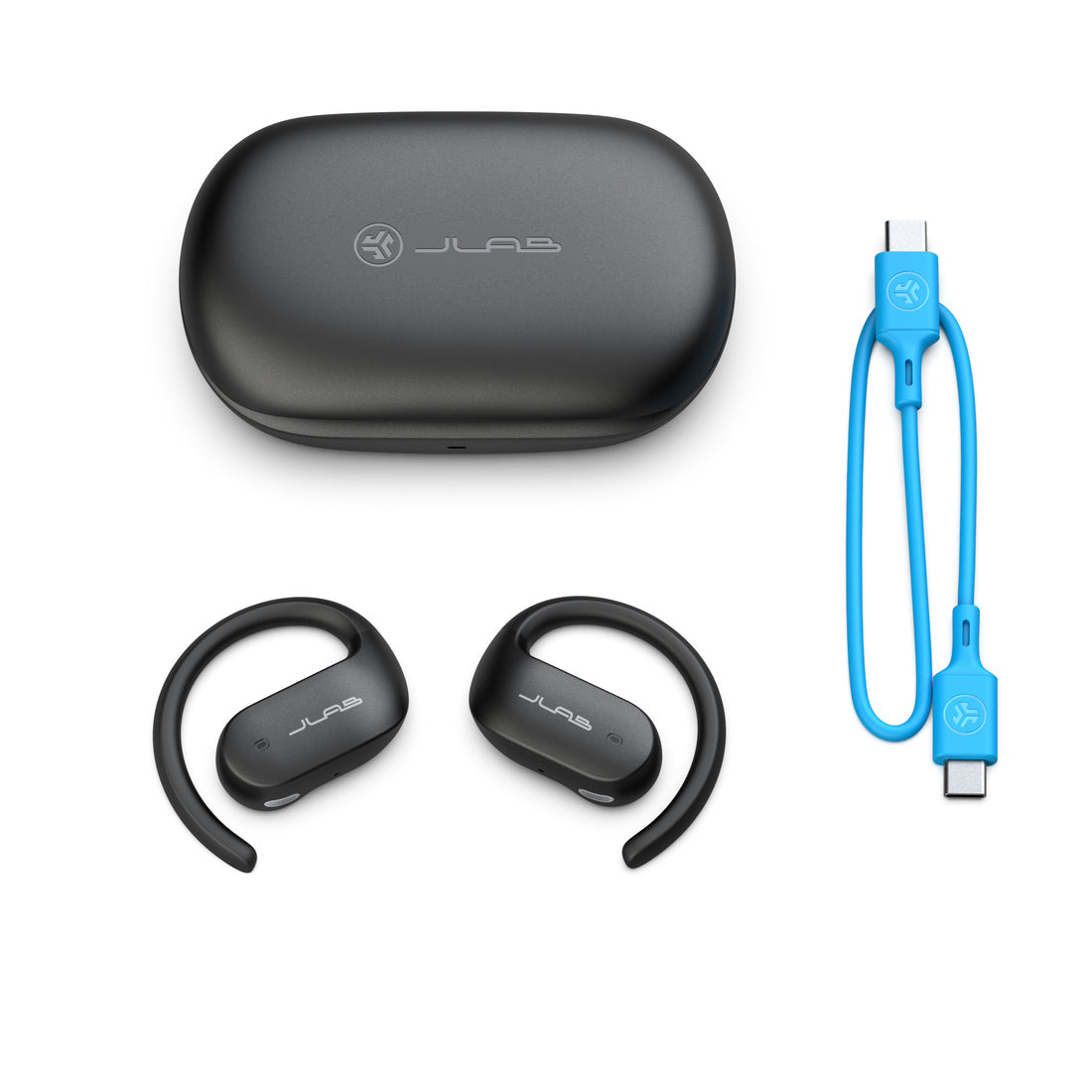 JLab JBuds Open Sport TWS In-Ear – Stereo, ANC, mit Ladecase, Schwarz, BT 5.1