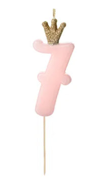 PartyDeco Geburtstagskerzen Zahl 7 – Rosa – 5 cm – 1 Stück