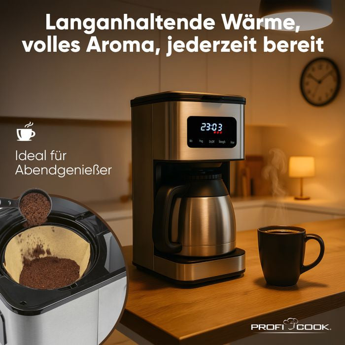 ProfiCook PC-KA 1300 Filterkaffeemaschine – 10 Tassen, 1,2 l, Karaffe, Edelstahl